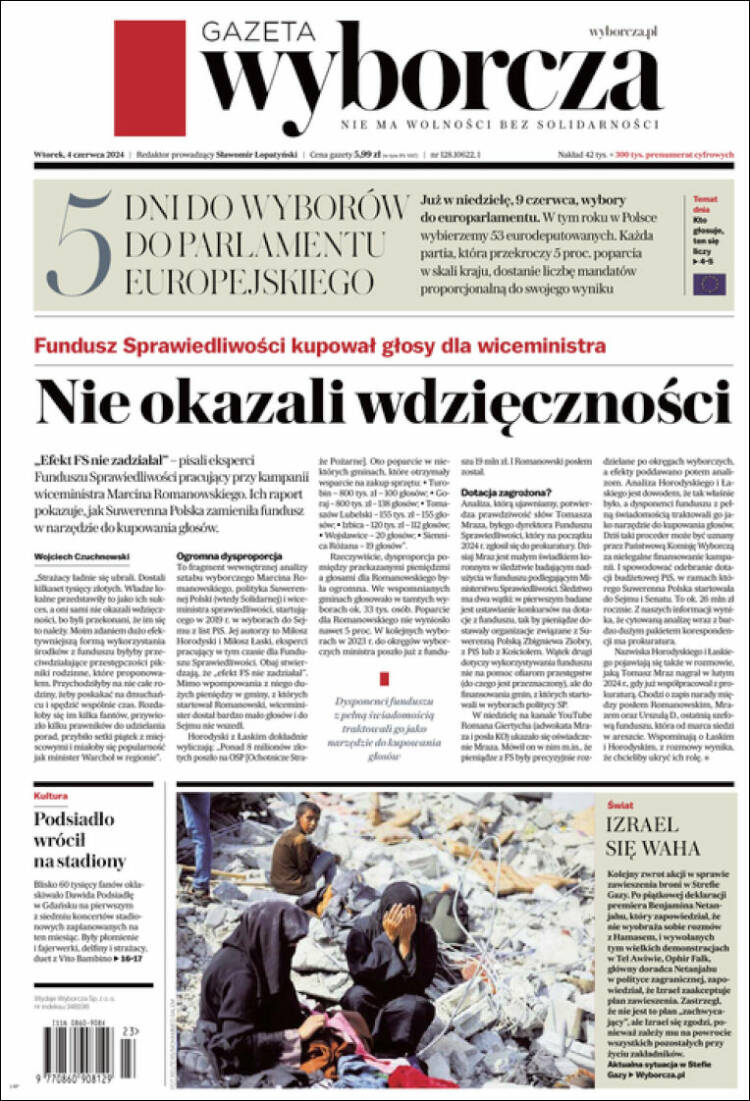 Portada de Gazeta Wyborcza (Polonia)