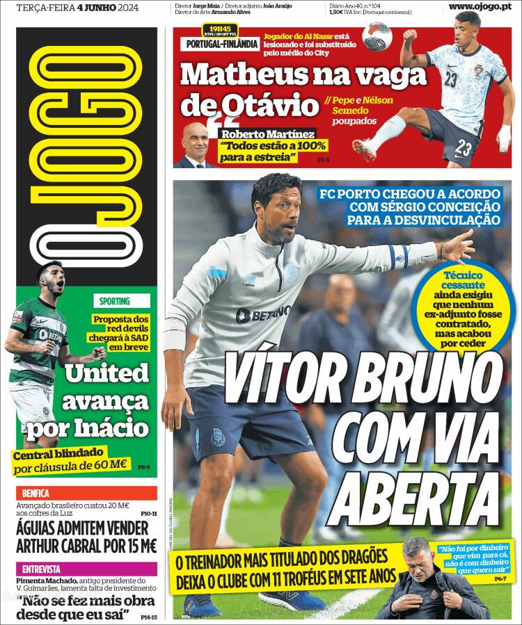 Portada de O Jogo (Portugal)