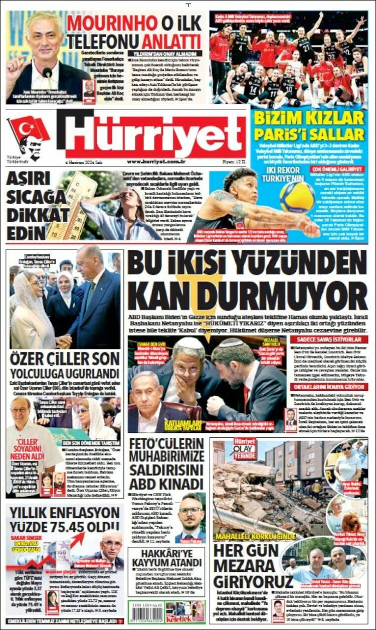 Portada de Hürriyet (Turqu&iacute;a)