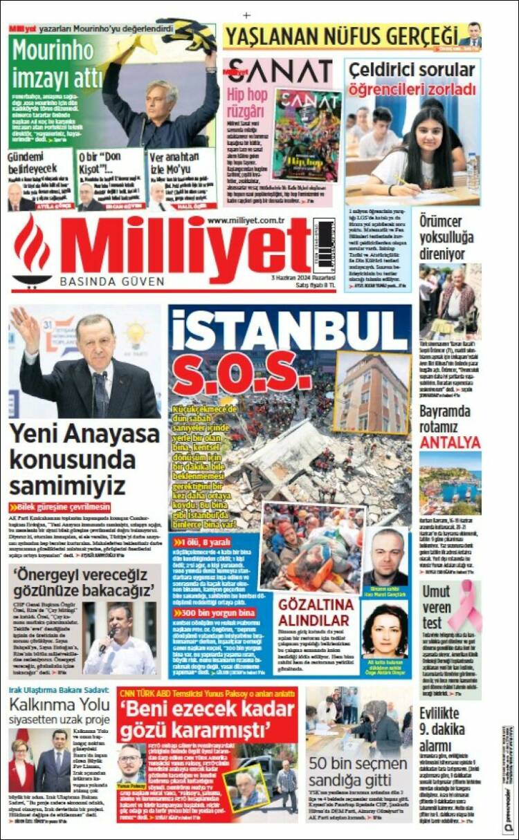 Portada de Milliyet (Turqu&iacute;a)
