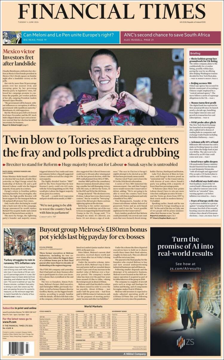 Portada de Financial Times (Reino Unido)