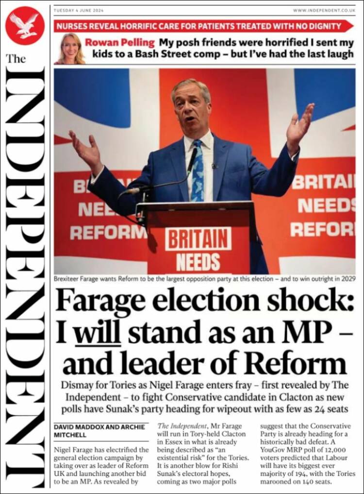 Portada de The Independent (Reino Unido)