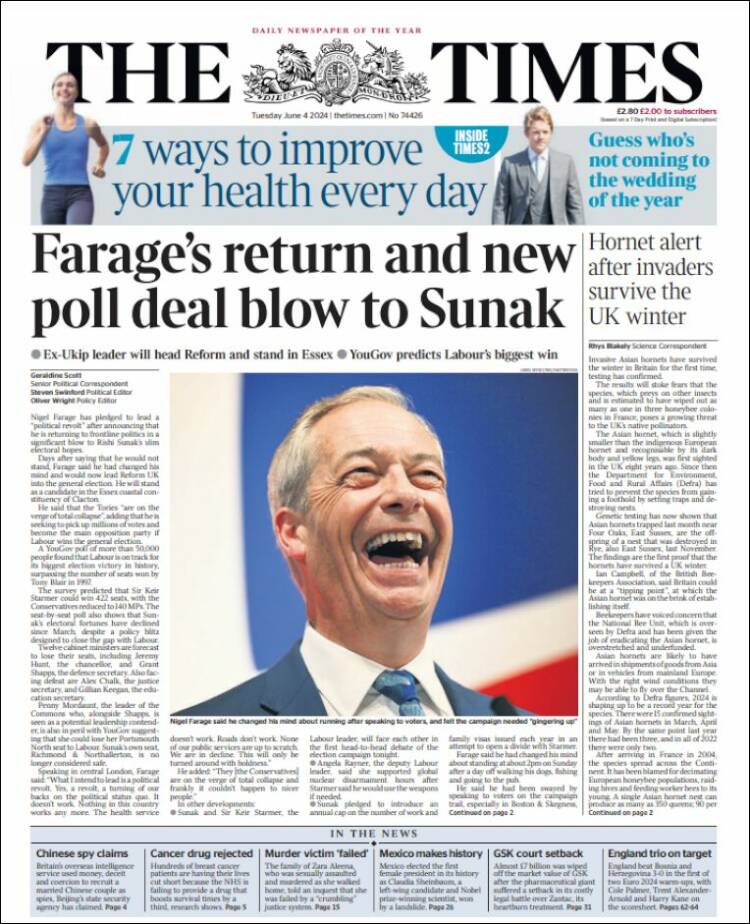 Portada de The Times (Reino Unido)