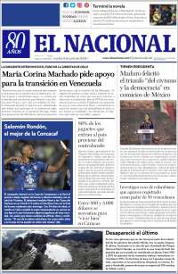 Portada de El Nacional (Venezuela)