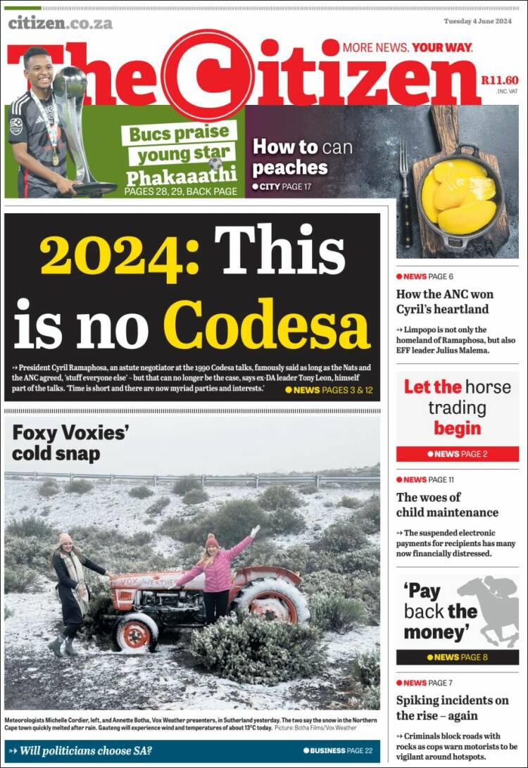 Portada de The Citizen (Sud&aacute;frica)