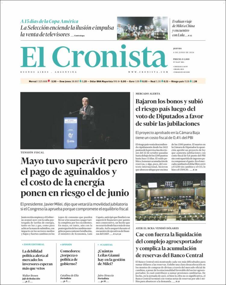 Portada de El Cronista Comercial (Argentina)