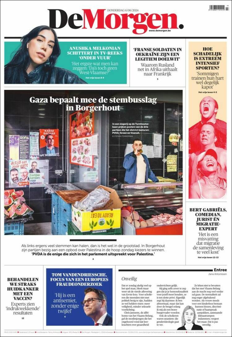 Portada de De Morgen (B&eacute;lgica)