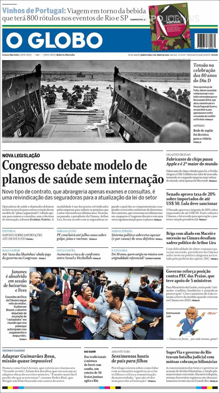 Portada de O Globo (Brasil)