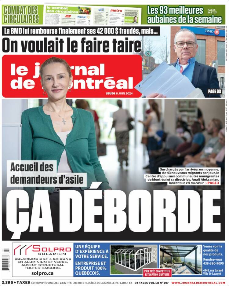 Portada de Le Journal de Montréal (Canadá)