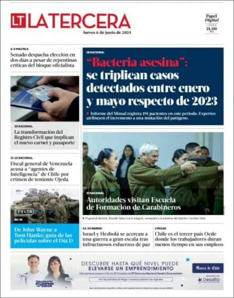Portada de La Tercera (Chile)