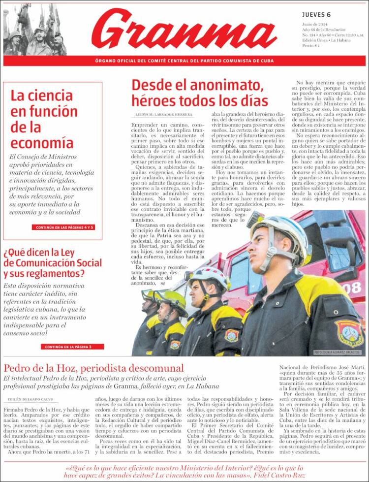 Portada de Granma (Cuba)