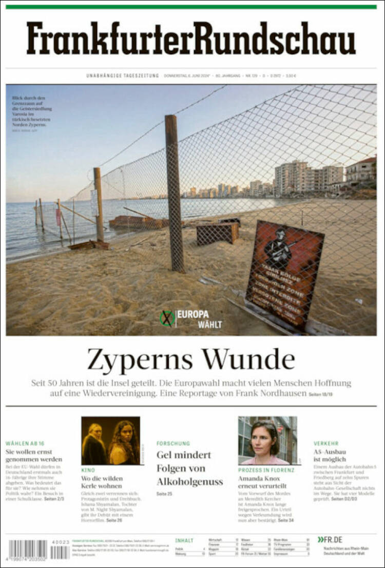 Portada de Frankfurter Rundschau (Alemania)