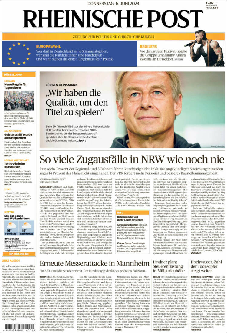 Portada de Rheinische Post (Alemania)