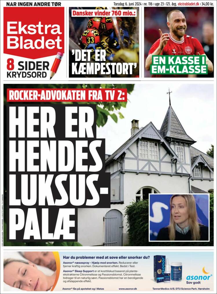 Portada de Ekstra Bladet (Dinamarca)