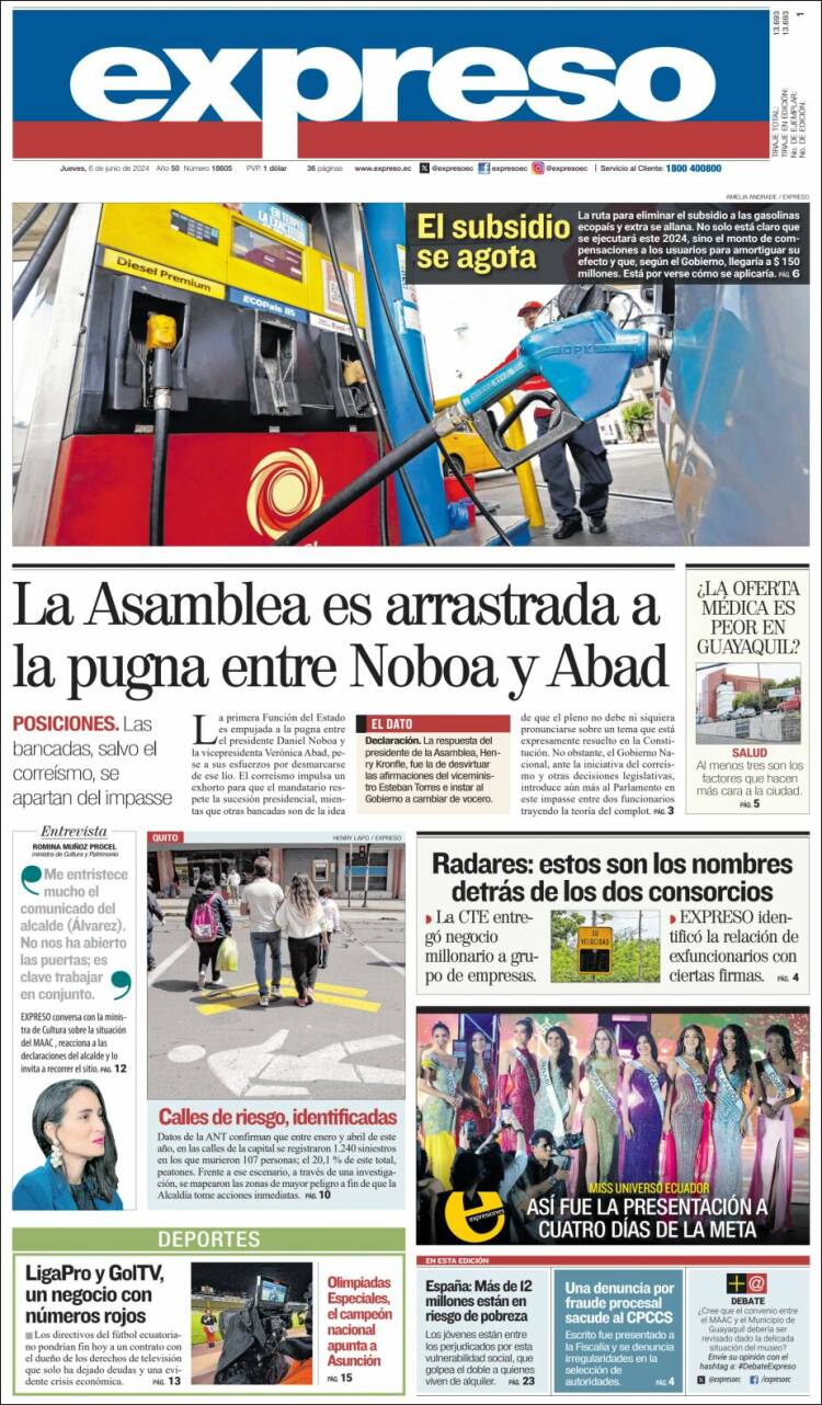 Portada de Expreso (Ecuador)