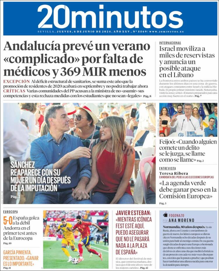 Portada de 20 Minutos - Sevilla (España)