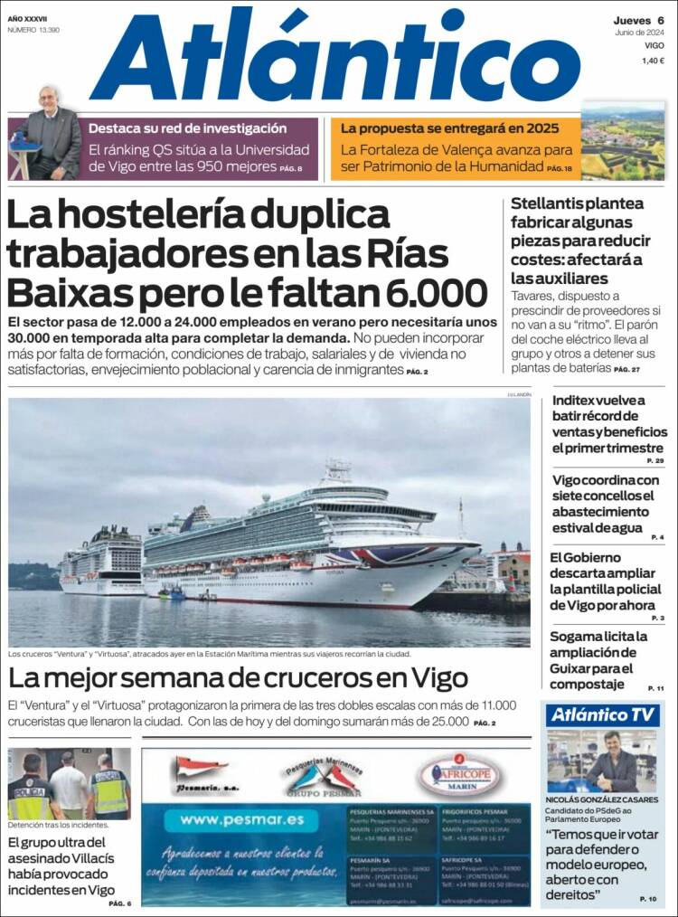 Portada de Atlántico Diario (España)