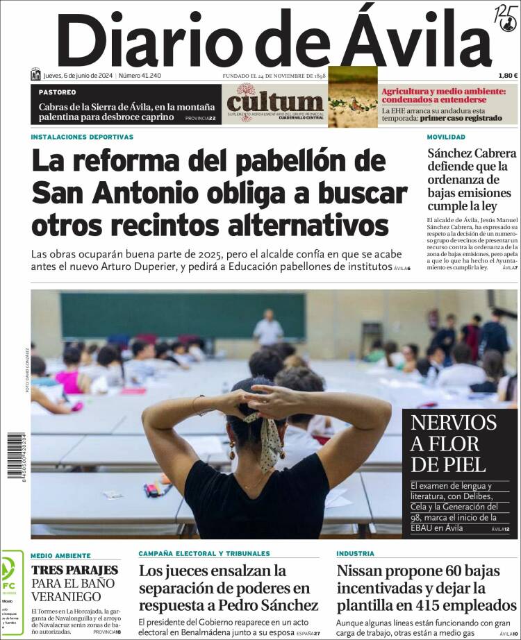 Portada de Diario de Ávila (España)