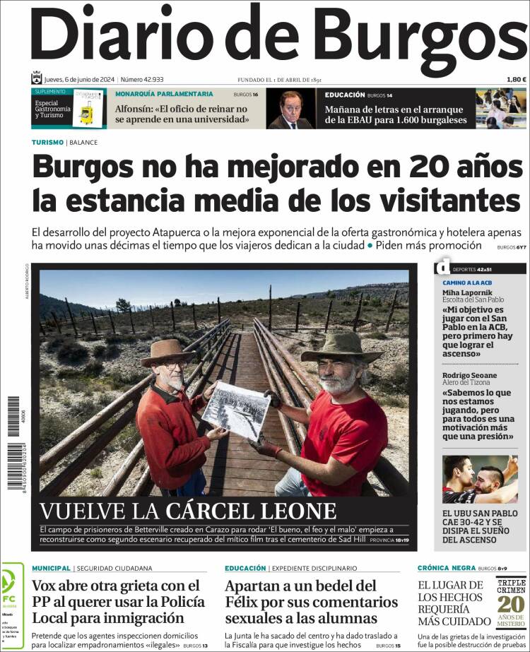 Portada de Diario de Burgos (España)