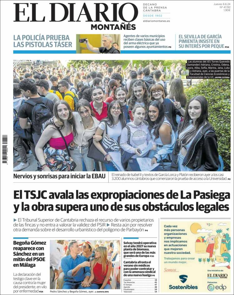 Portada de El Diario Montañés (España)