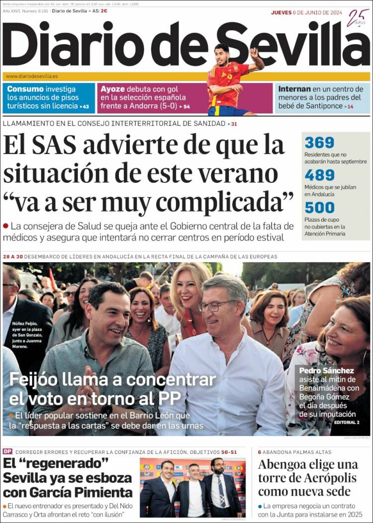 Portada de Diario de Sevilla (España)