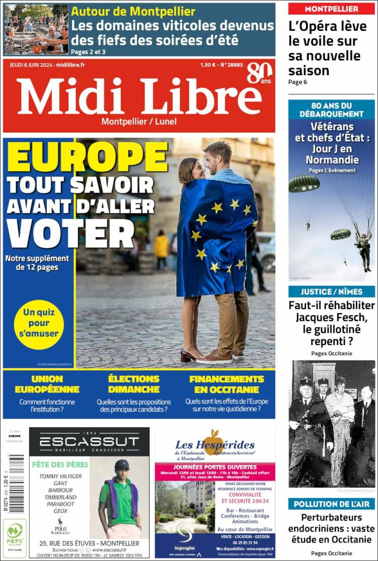 Portada de Midi Libre (Francia)
