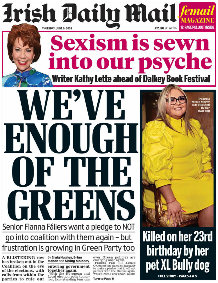 Portada de Irish Daily Mail (Irlanda)