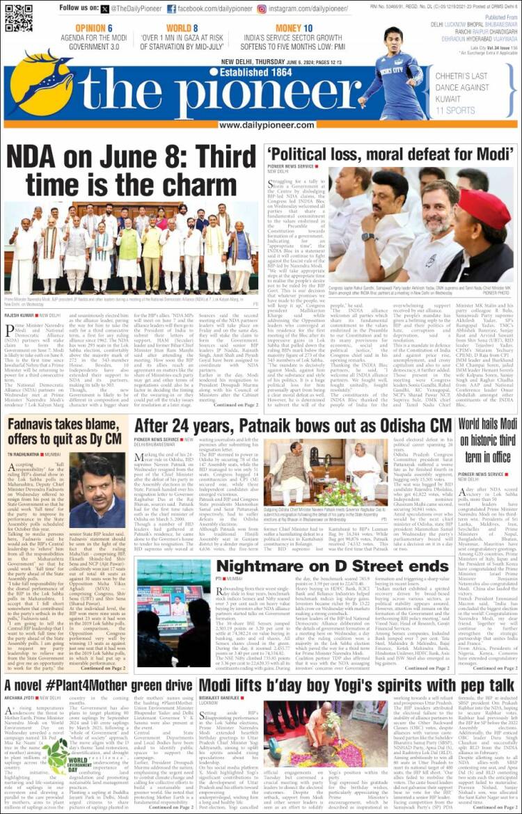 Portada de The Pioneer (India)