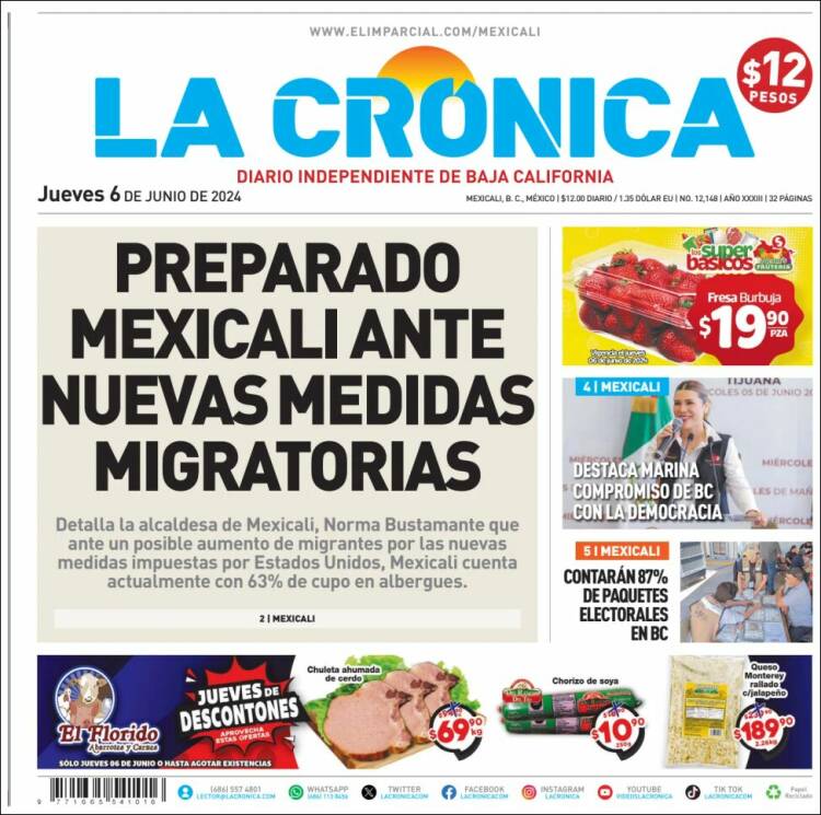 Portada de La Crónica de Baja California (M&eacute;xico)