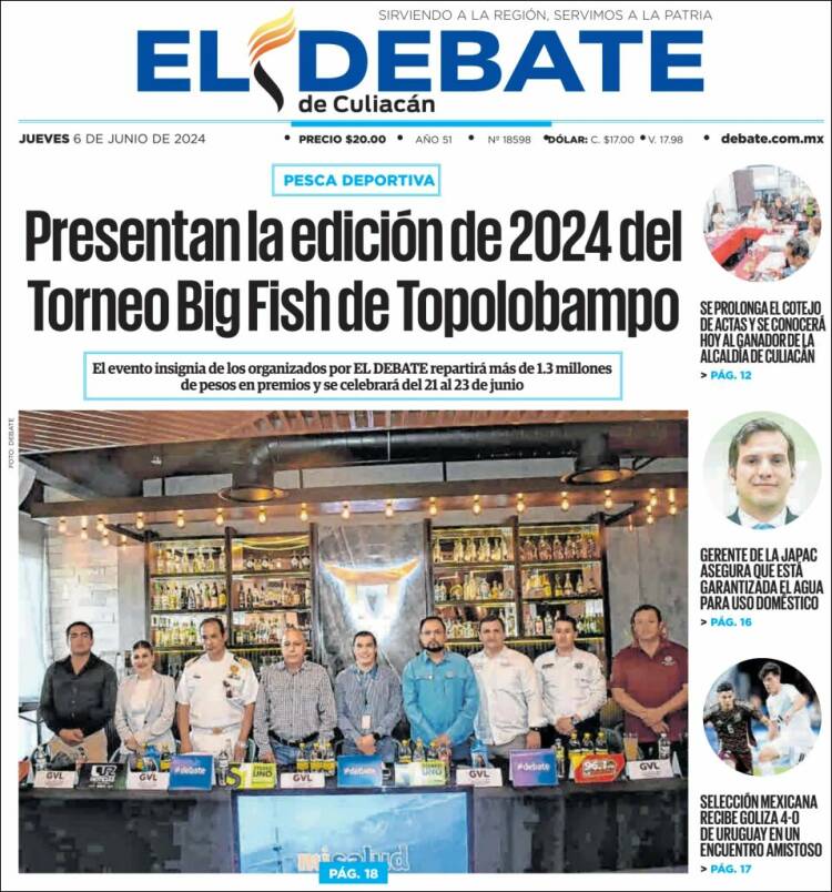 Portada de El Debate de Culiacán (M&eacute;xico)