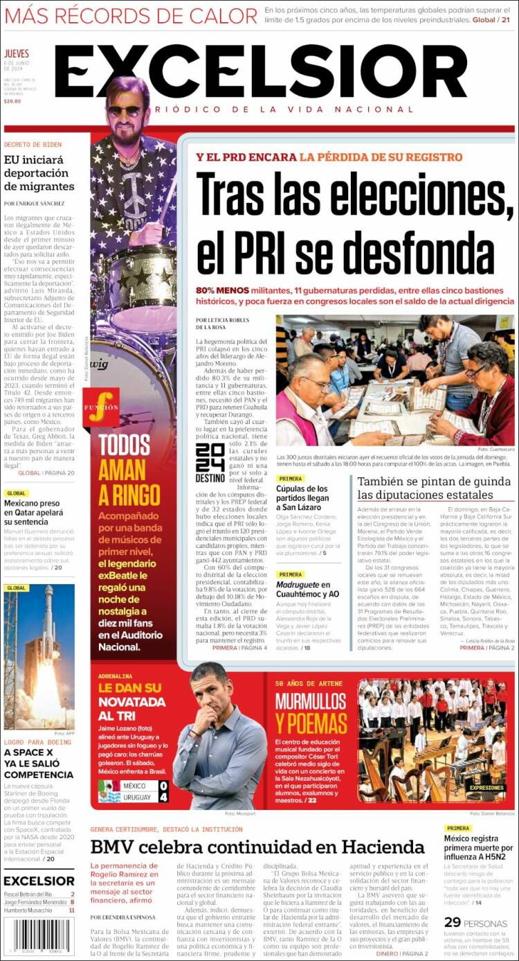 Portada de Excelsior (M&eacute;xico)