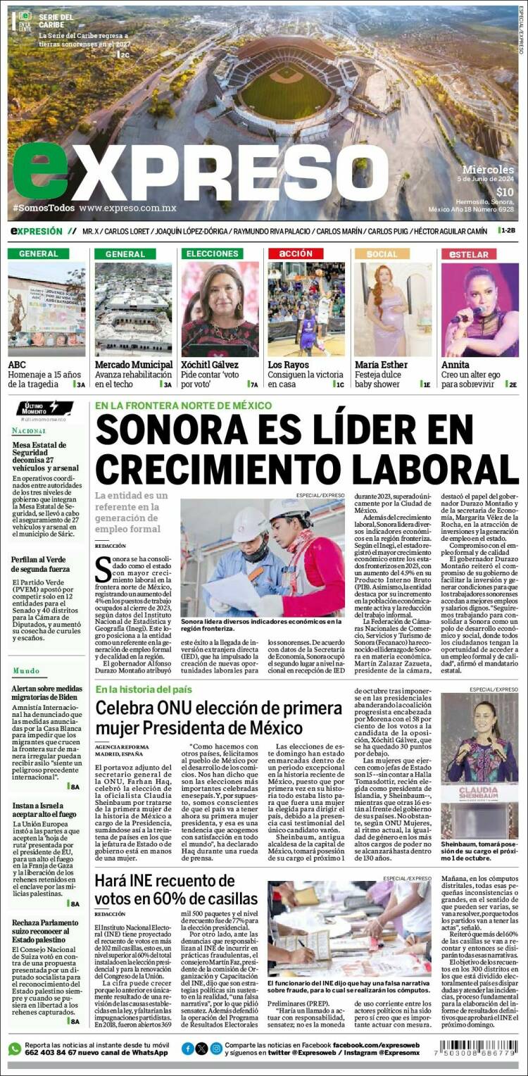 Portada de Expreso (M&eacute;xico)