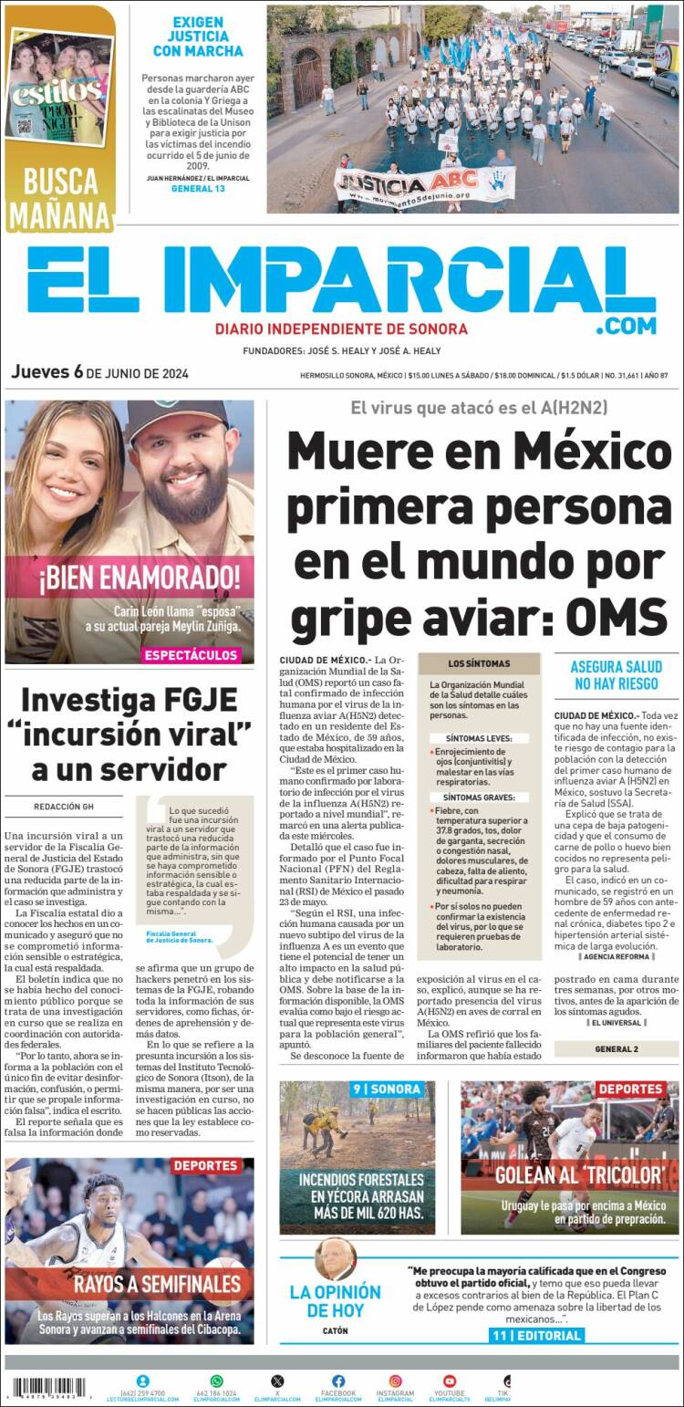Portada de El Imparcial (M&eacute;xico)