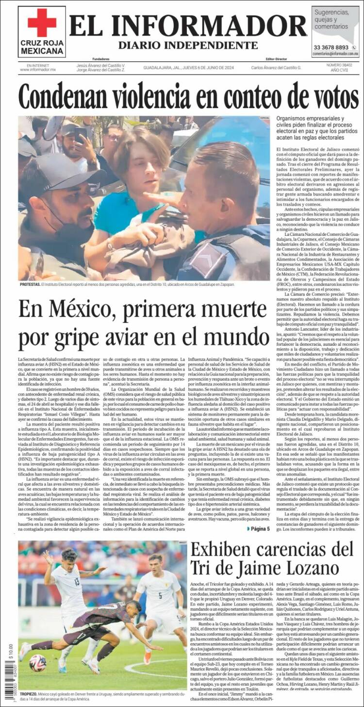 Portada de El Informador (M&eacute;xico)