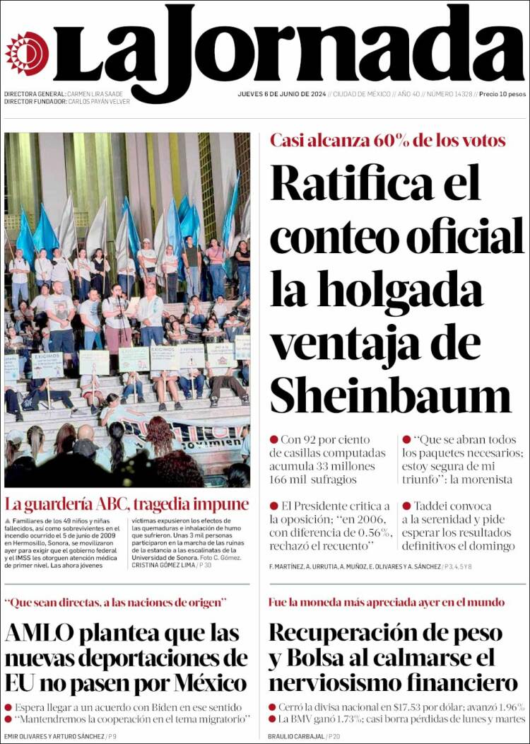 Portada de La Jornada (M&eacute;xico)