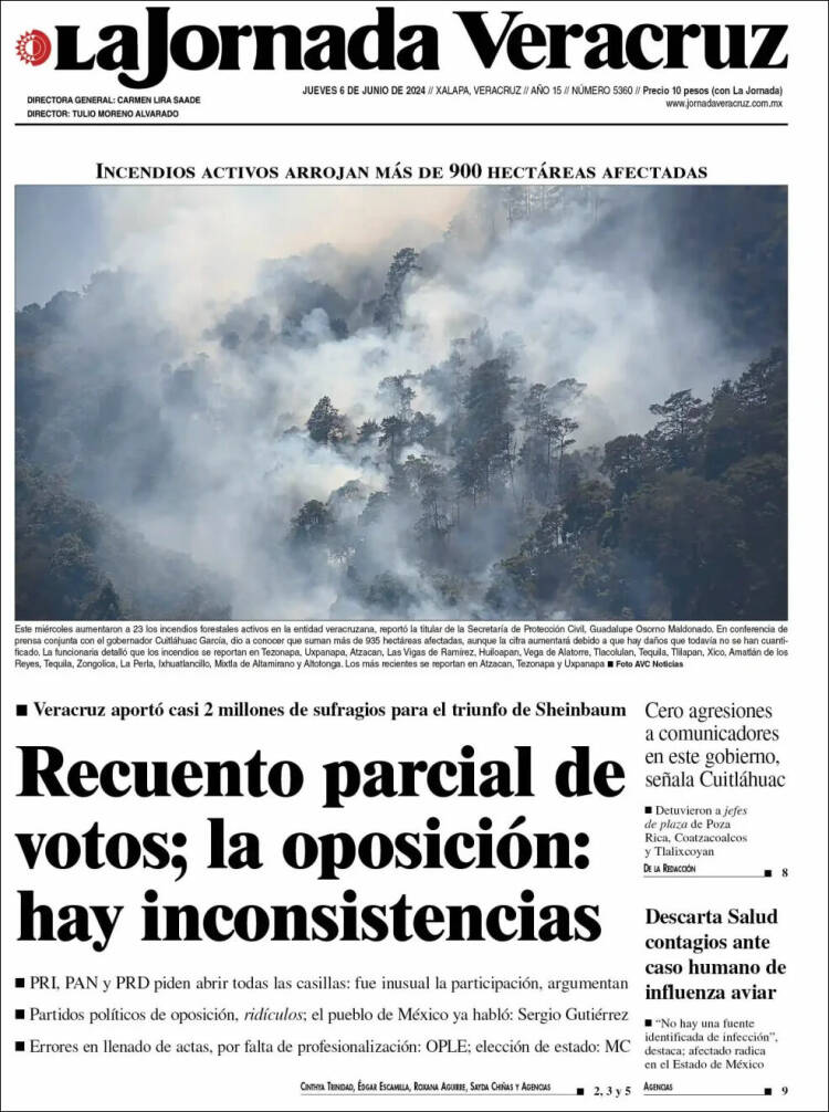 Portada de La Jornada Veracruz (M&eacute;xico)