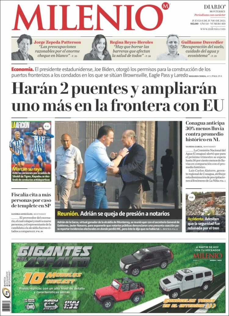 Portada de Milenio de Monterrey (M&eacute;xico)