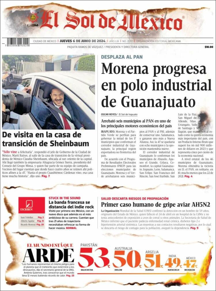 Portada de El Sol de México (M&eacute;xico)