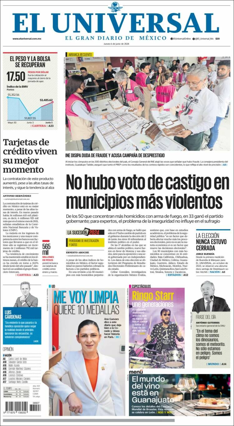 Portada de El Universal (M&eacute;xico)