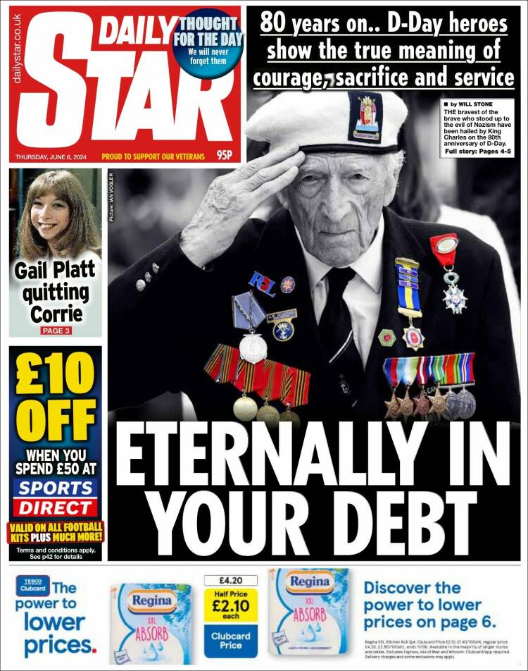 Portada de Daily Star (Reino Unido)