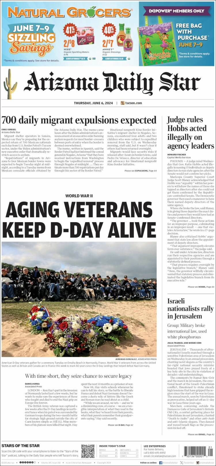Portada de Arizona Daily Star (USA)