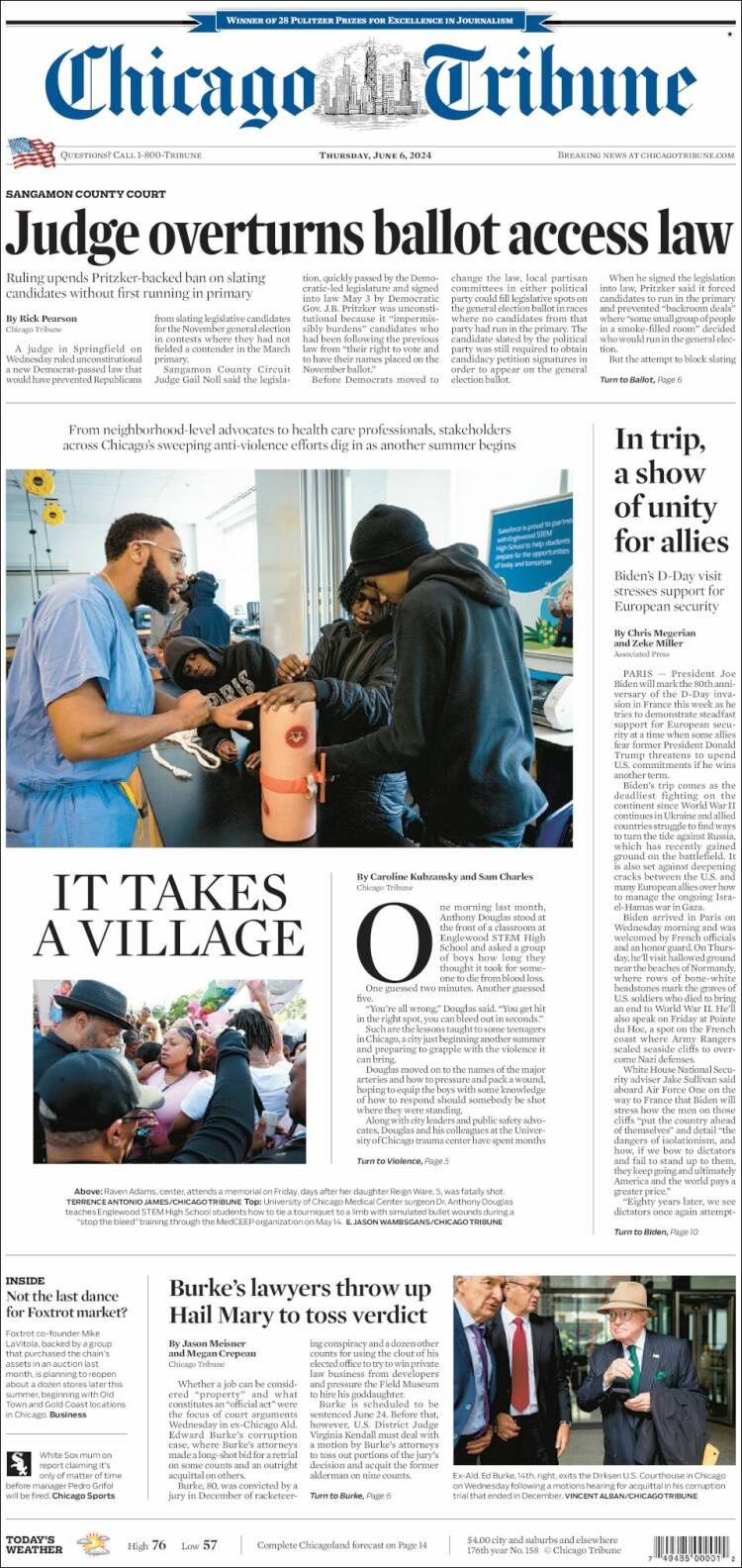 Portada de Chicago Tribune (USA)