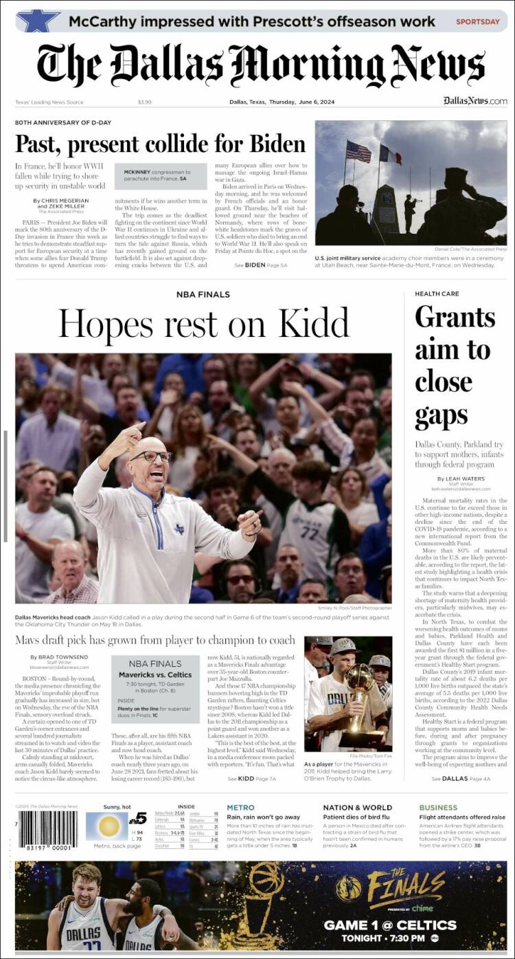 Portada de Dallas Morning News (USA)