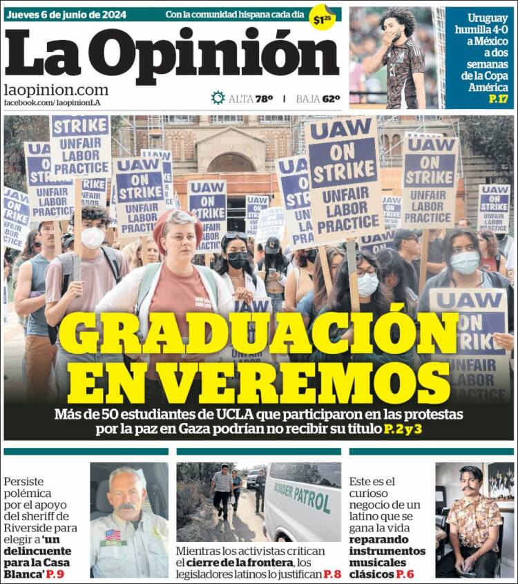 Portada de La Opinión (USA)