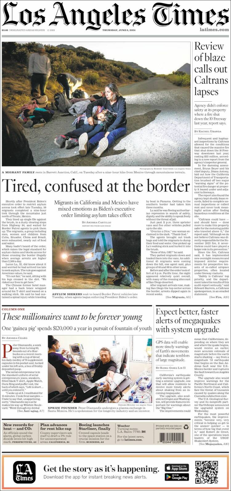 Portada de Los Angeles Times (USA)