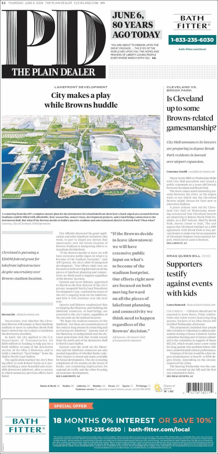 Portada de The Plain Dealer (USA)