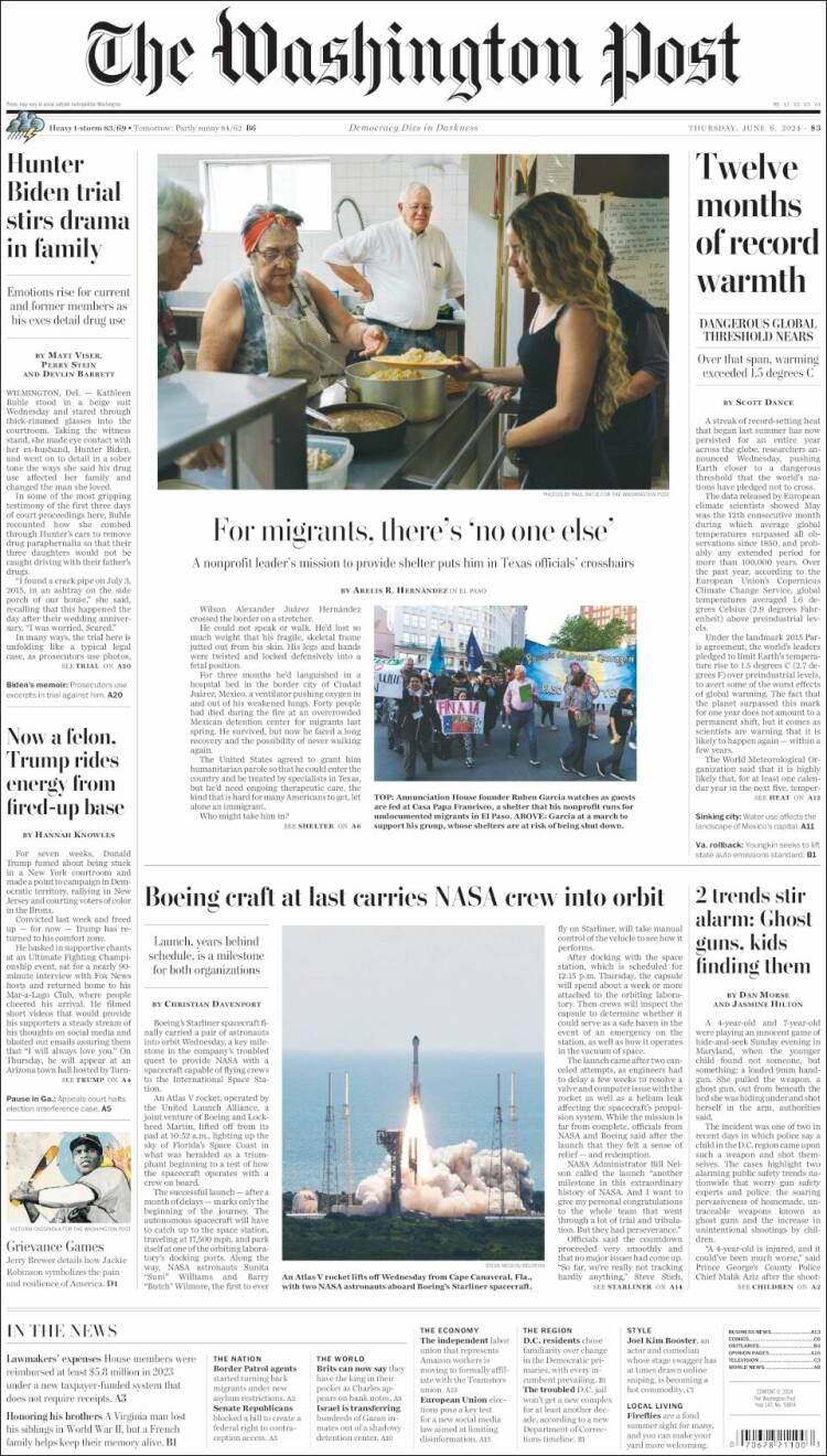 Portada de The Washington Post (USA)