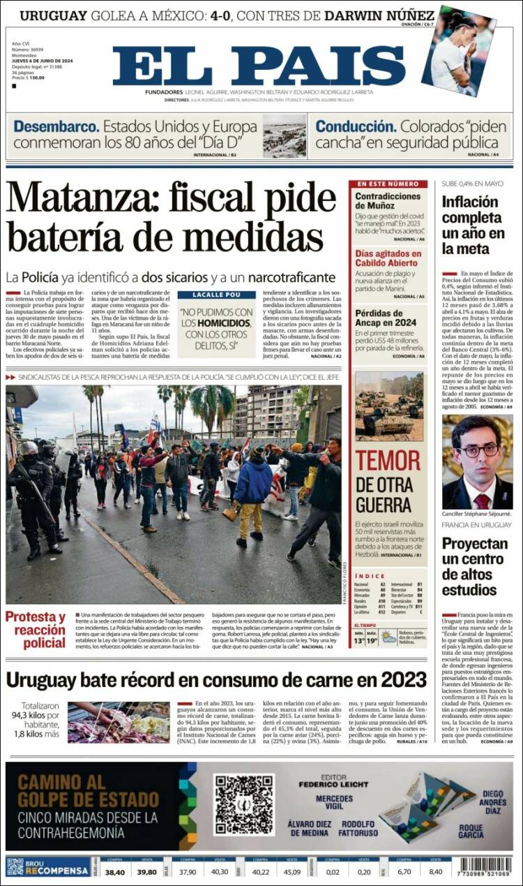 Portada de El País (Uruguay)