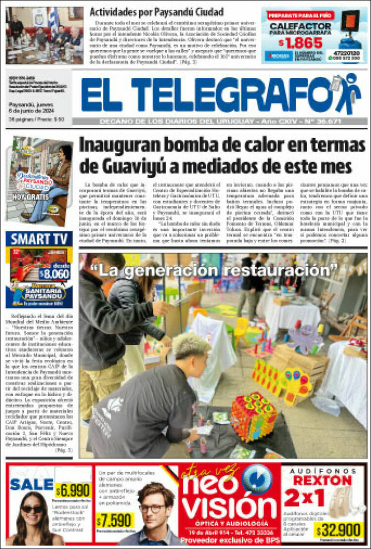 Portada de El Telégrafo (Uruguay)