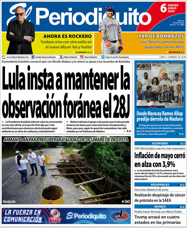 Portada de Periodiquito de Aragua (Venezuela)